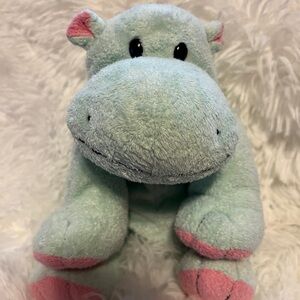 Ty Adorable Plush Hippo Toy - Light Green and Pink